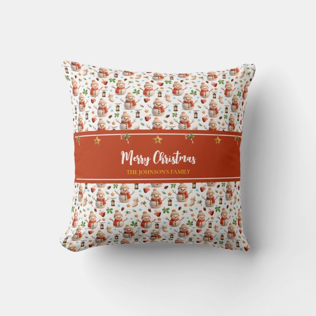 Coussin Snowman Winter Holidays - Merry Christmas (Recto)