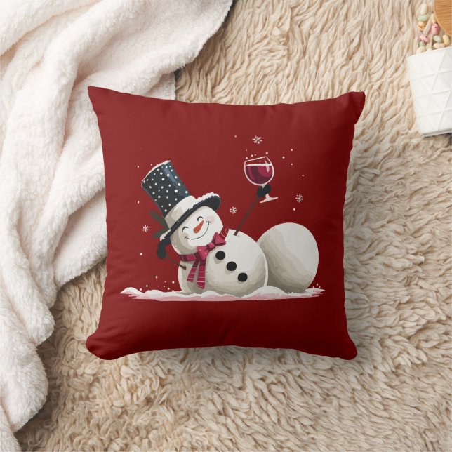 Coussin Snowman With Wine Christmas Gift Xmas Holiday  (Couverture)