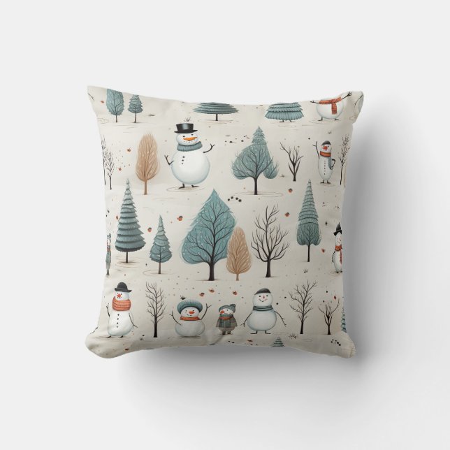 Coussin Snowman's et les arbres (Recto)
