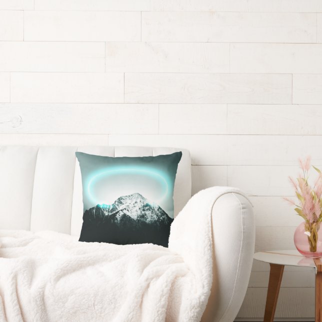 Coussin Snowy mountain mysterious blue neon light (Canapé)
