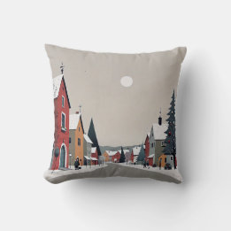 Coussin Snowy village,decorated for Christmas - Sticker