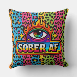 Coussin Sober AF - Impression léopard arc-en-ciel -