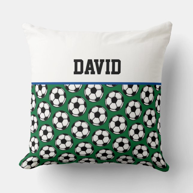 Coussin Soccer Ball Motif Joueur NOM Sports Décor Enfants (Recto)