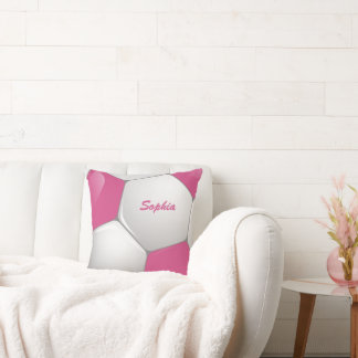 Coussin Soccer Ball Pink and White