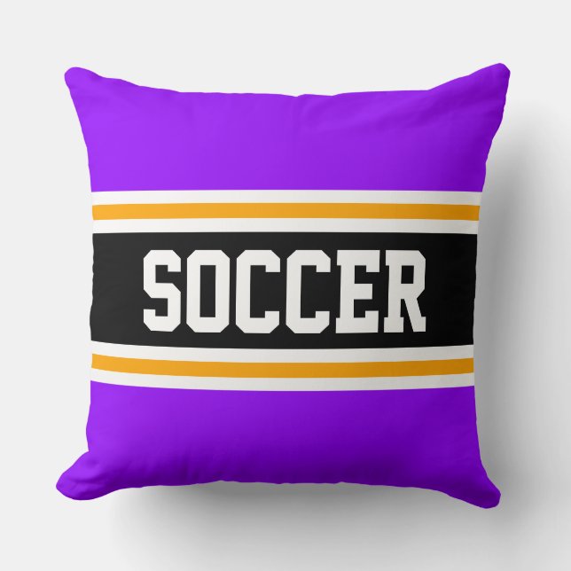 Coussin SOCCER Fun clair violet noir rayures athlétiques (Recto)