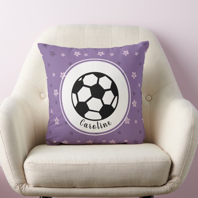 Coussin Soccer Girl Sports mignon Personnalisé violet & ro (Créateur téléchargé)