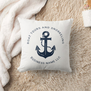 Coussin Societé d'Ancre Bleu Marine Naautique Personnalisé