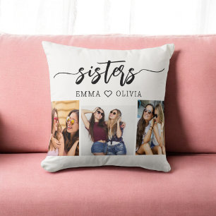 Coussin Soeurs 3 Photo Collage Keepsaké Cadeau