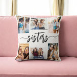 Coussin Soeurs 6 Photo Collage Keepsaké cadeau<br><div class="desc">Célébrez la soif avec les soeurs 6 Photo Collage Keepsaké Jeu de cadeaux Oreiller. Personnalisé avec un collage joliment arrangé de six photos chères, il capture les moments spéciaux partagés entre soeurs. Réalisée à partir de matériaux de qualité, cette coussin ajoute une touche design et sentimentale à tout espace, parfait...</div>