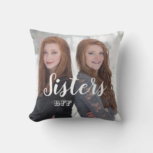 Coussin Sœurs BFF | Meilleures Amies Pour Toujours Photo (Recto)
