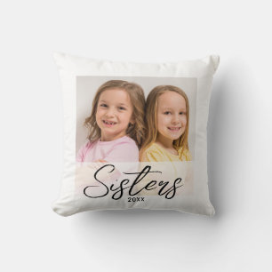 Coussin Soeurs mignonnes Alors Et Maintenant 2 Photo Jetez