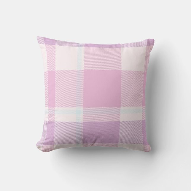 Coussin Soft et Elegat Pastel Pink Plaid Motif (Recto)