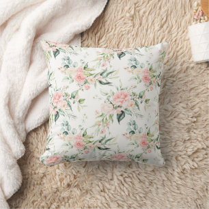 Coussin Soft Pastel Rose Rose Flower Motif