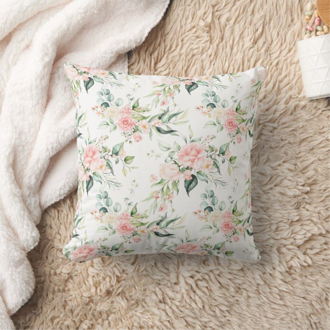 Coussin Soft Pastel Rose Rose Flower Motif (Couverture)