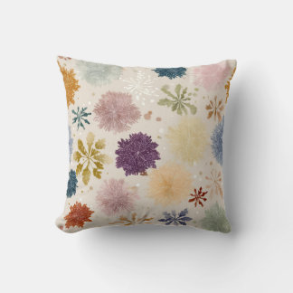 Coussin Soft Pastel Snowflake Floral Throw Pillow – Warm B