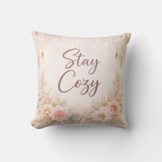 Coussin Soft Pink Floral Throw Pillow Cover 