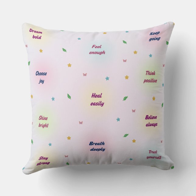 Coussin Soft Positive Affirmations Pattern  (Verso)