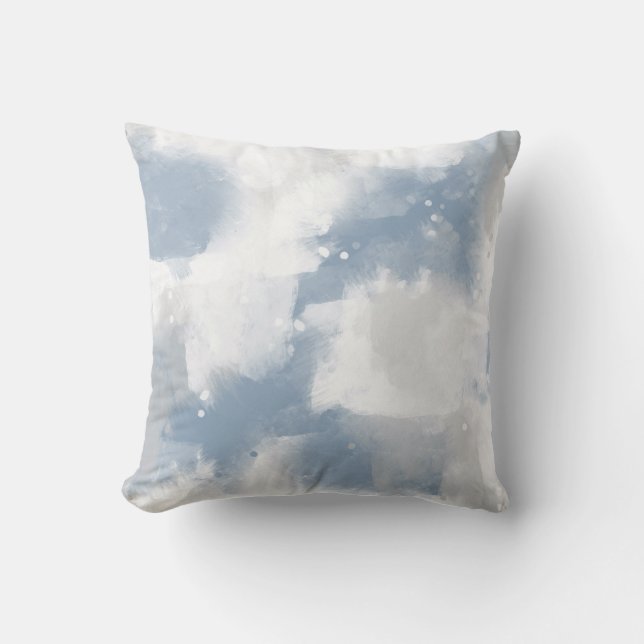 Coussin Soft Slate Blue Gray & White Abstract Brushstrokes (Recto)