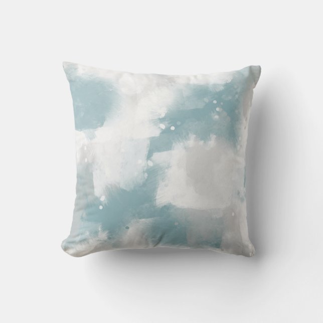 Coussin Soft Teal Gray & White Abstract (Recto)