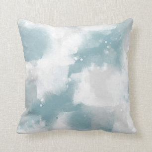 Coussin Soft Teal Gray & White Abstract