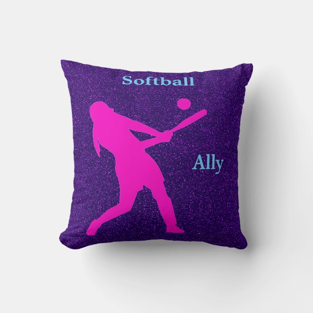 Coussin Softball Girls Purple Sparkle (Recto)