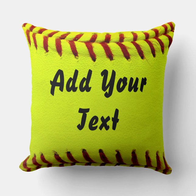 Coussin Softball Jaune Softball Équipe Sportive Entraîneur (Recto)