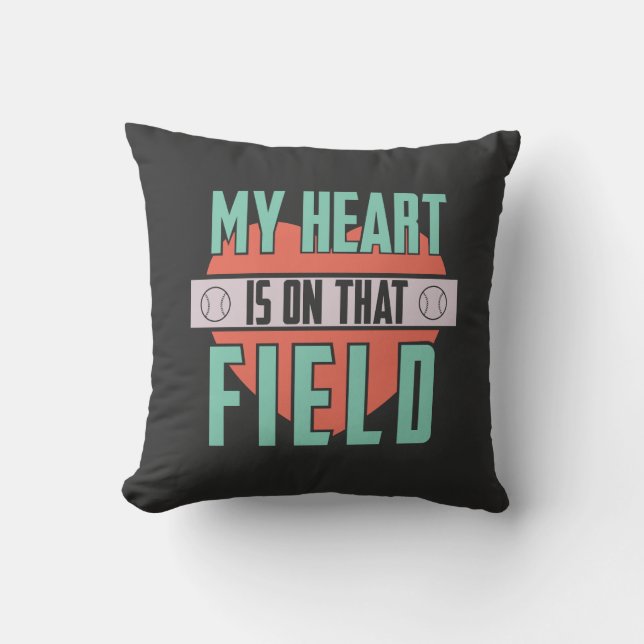 Coussin Softball - Mon cœur est sur ce terrain (Recto)