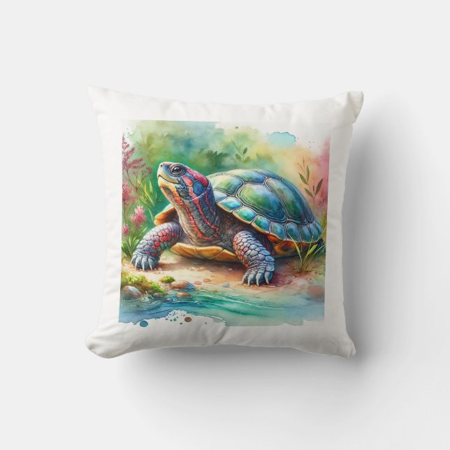 Coussin Softshell Turtle 221024AREF149 - Watercolor (Recto)