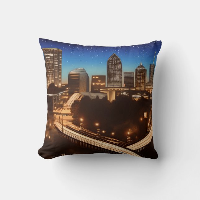 Coussin Soirée Atlanta Georgia Bleue et Gold (Recto)