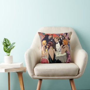 Coussin Soirée Cocktail Art Déco Vintage dans une Boîte de