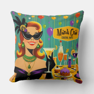 Coussin Soirée Cocktail Rétro 50's Mardi Gras Martini