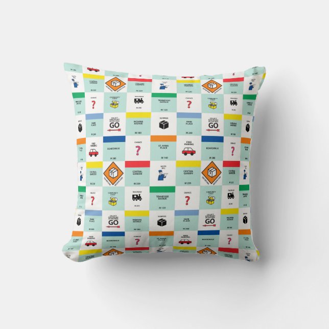 Coussin soirée de jeu de société Monopoly en carton (Recto)