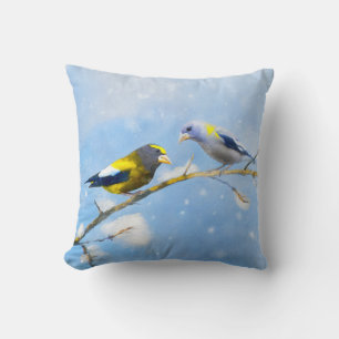 Coussin Soirée Grosbeak Peinture - Cute Original Chien Art