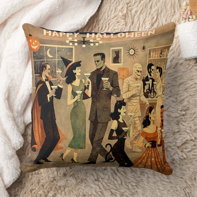 Coussin Soirée Martini Halloween Rétro Milieu de Siècle 40 (Couverture)
