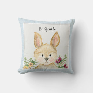 Coussin Sois douce Boy Bunny Aquarelle Bois Animal Art