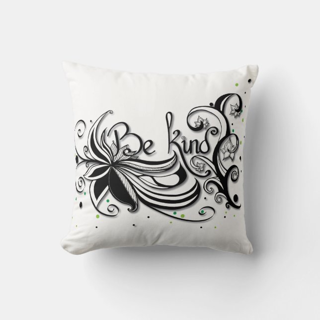 Coussin SOIS GENTIL ! Citation calligraphie inspirante (Recto)