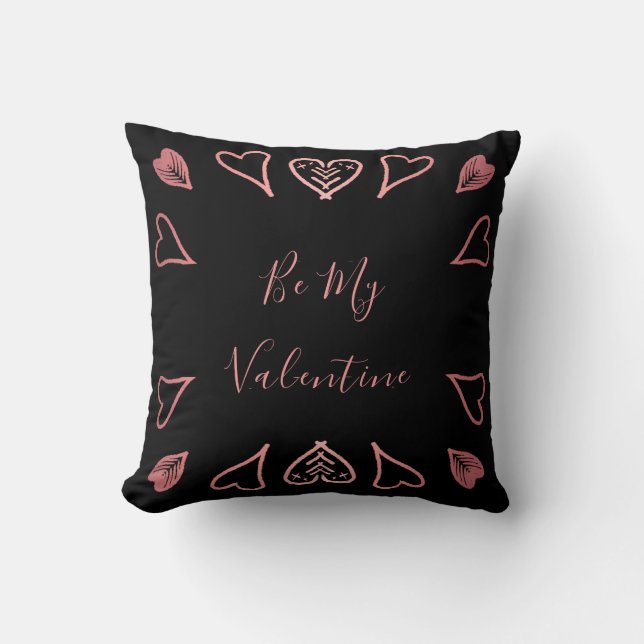 Coussin Sois ma Saint Valentin | Black Rose Gold Heart (Recto)