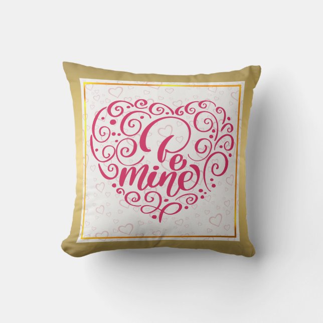 Coussin Sois Mienne" Texte Vintage : Joyuse Saint-Valentin (Recto)
