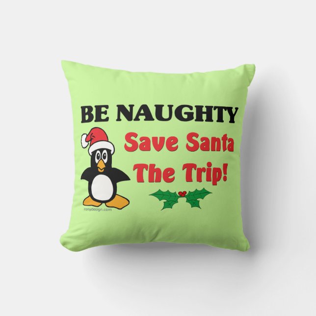 Coussin Sois Naughty ! Sauvez Père Noël Le Voyage ! (Recto)