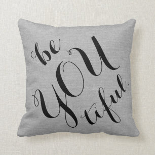 Coussin Sois-tu belle rustique chic burlap lin