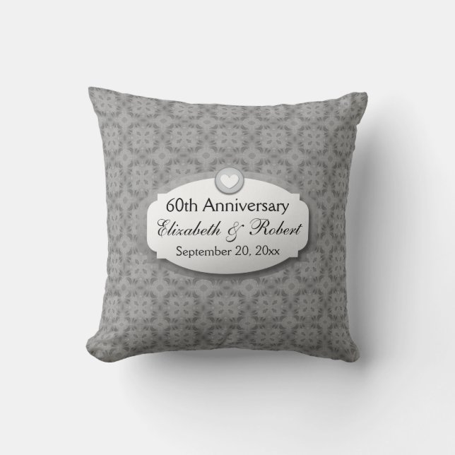 Coussin soixantième Diamant Z01 d'anniversaire de mariage (Recto)
