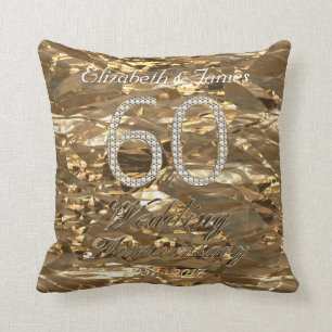 Coussin soixantième Or de noces de diamant d'anniversaire