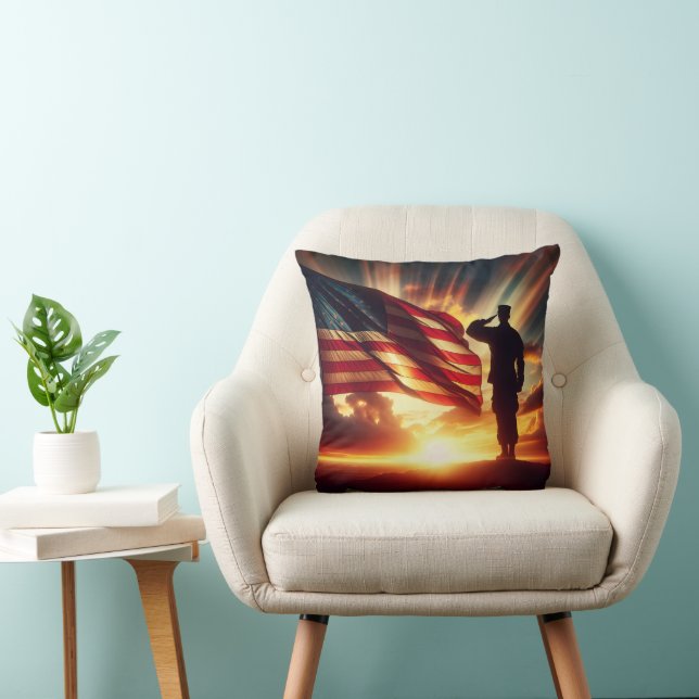 Coussin Soldat américain saluant le drapeau (Chaise)