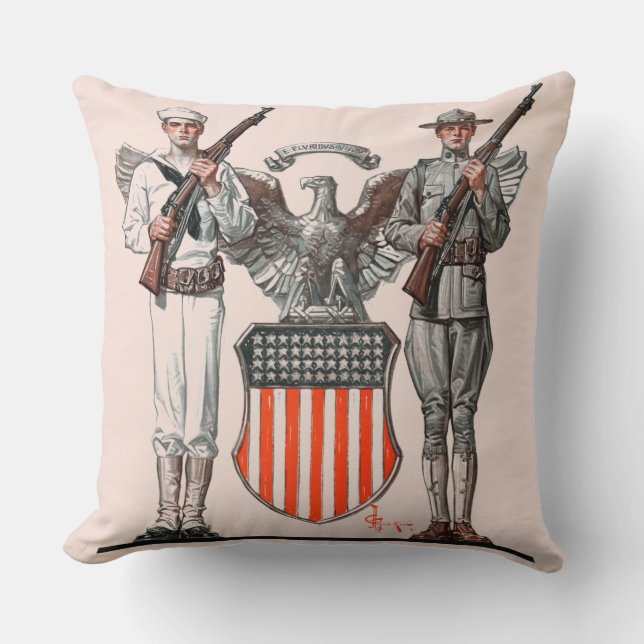 Coussin Soldat, marin et bouclier des États-Unis (Recto)