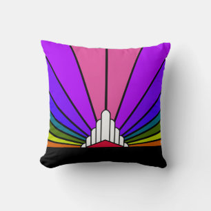 Coussin Soleil Art déco en arc-en-ciel Jeu d'oreiller