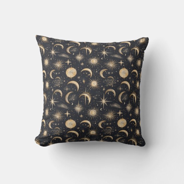 Coussin Soleil céleste et étoiles Ciel nocturne (Recto)