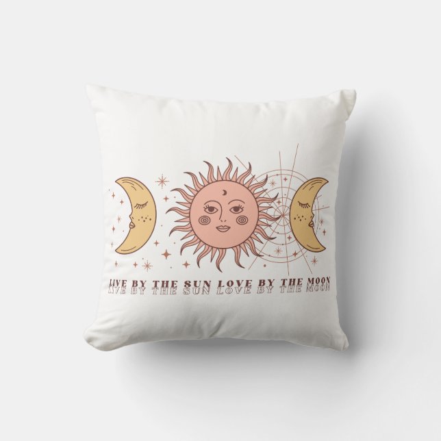 Coussin Soleil Céleste Et Lune Boho (Recto)