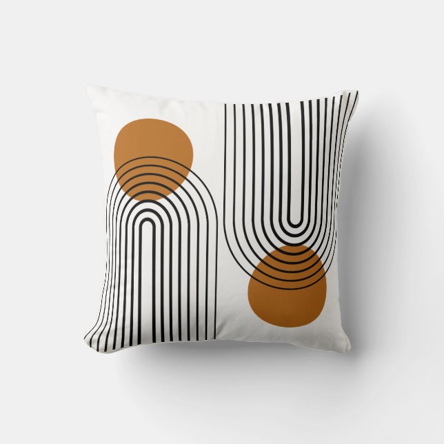 Coussin Soleil et Noir Minimaliste Bohème  (Recto)