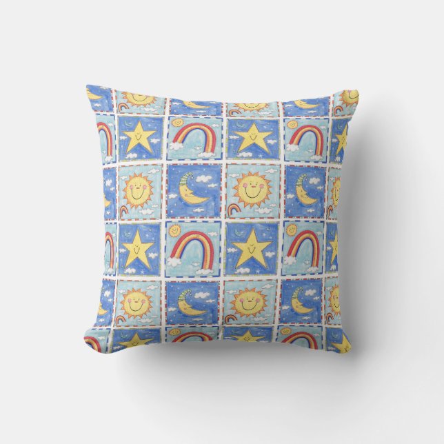 Coussin Soleil, Lune, Étoile et Arc-en-ciel (Recto)