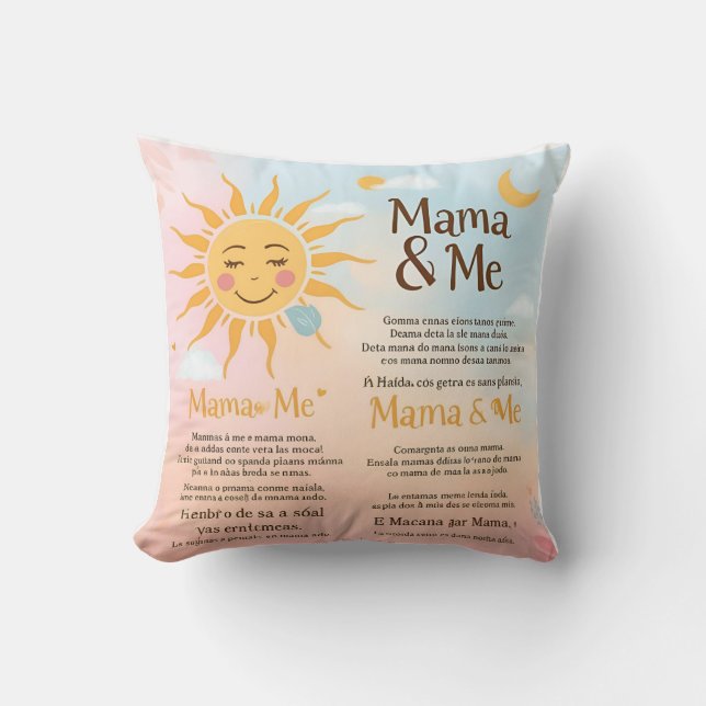 Coussin Soleil & Lune Mama & Moi : Amour Bilingue pour les (Recto)